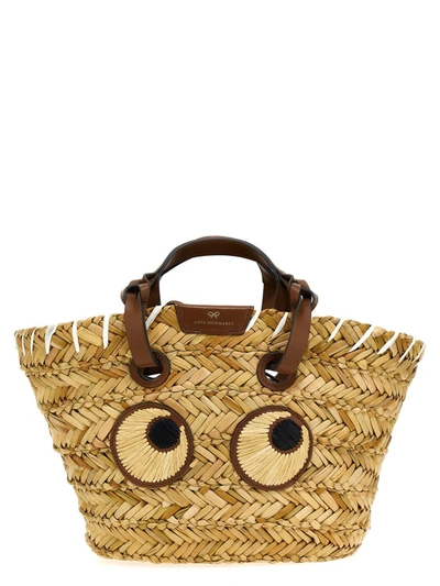 Shop Anya Hindmarch 'paper Eyes' Small Shopping Bag In Beige
