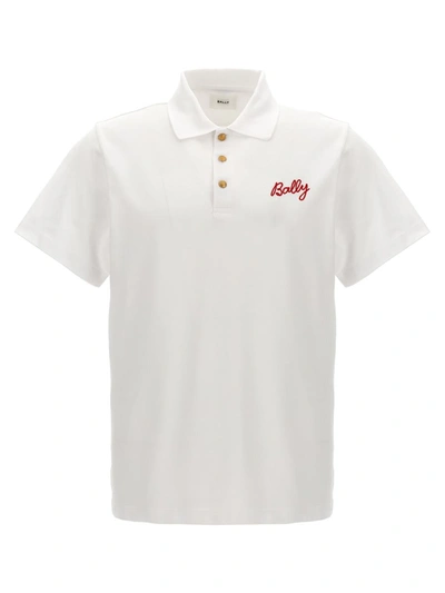 Shop Bally Logo Embroidery Polo Shirt In White