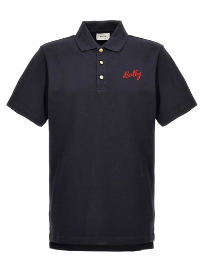 Shop Bally Logo Embroidery Polo Shirt In Blue