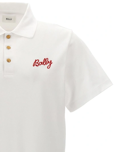 Shop Bally Logo Embroidery Polo Shirt In White