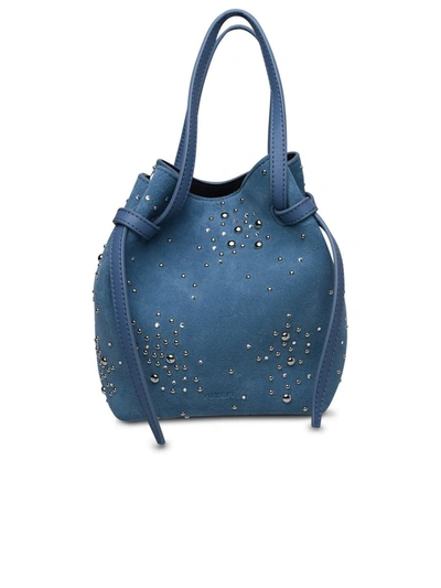Shop Yuzefi Light Blue Suede Bag