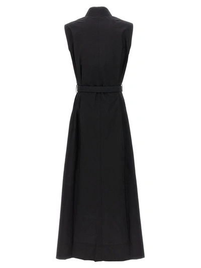 Shop Brunello Cucinelli Long Belted Dress In Black