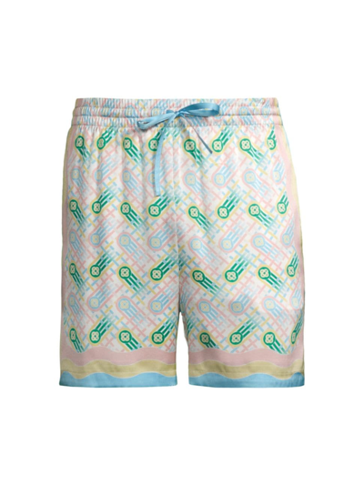 Shop Casablanca Men's Printed Silk Shorts In Ping Pong Print