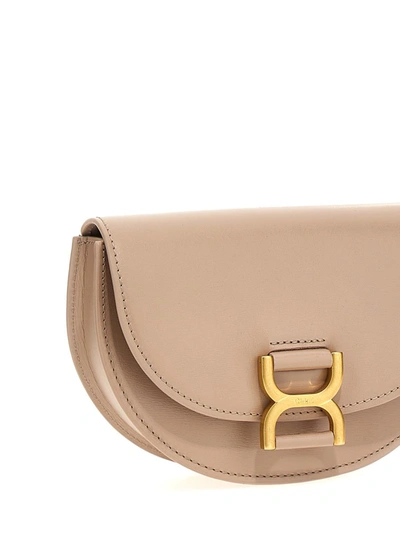 Shop Chloé 'marcie' Small Crossbody Bag In Beige