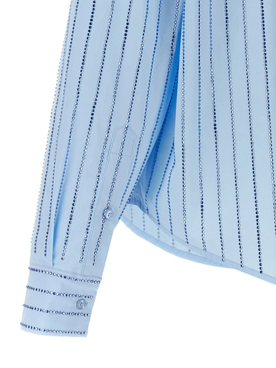 Shop Giuseppe Di Morabito Rhinestone Striped Shirt In Blue