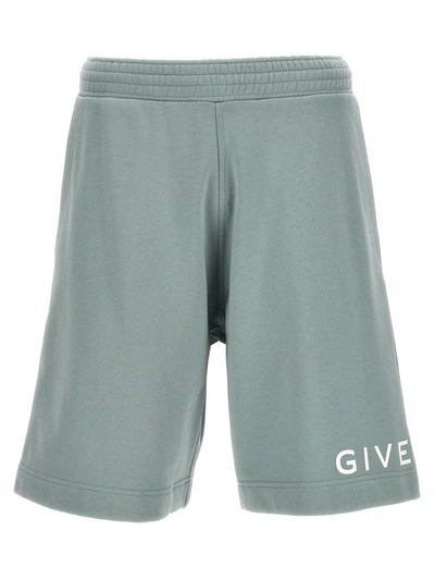 Shop Givenchy Logo Print Bermuda Shorts In Blue