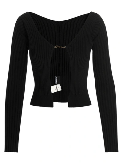 Shop Jacquemus 'le Maille Pralu Longue' Cardigan In Black