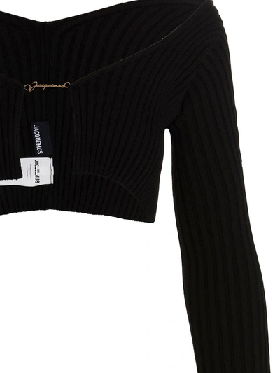 Shop Jacquemus 'le Maille Pralu' Cropped Cardigan In Black