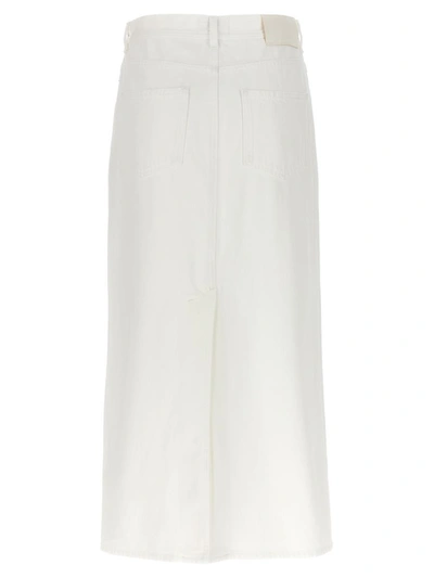 Shop Loulou Studio Denim Midi Skirt In White