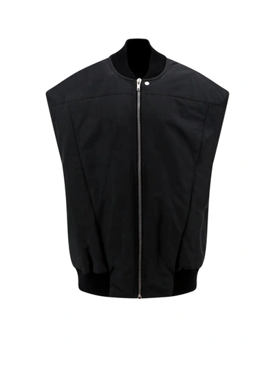 Rick Owens Quilted Jumbo Flight Oversized Vest With Half Belt In Black