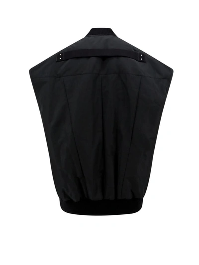Rick Owens Quilted Jumbo Flight Oversized Vest With Half Belt In Black