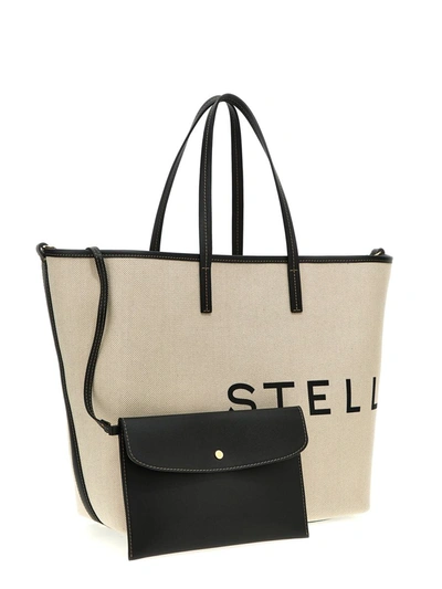 Shop Stella Mccartney 'logo' Shopping Bag In Beige