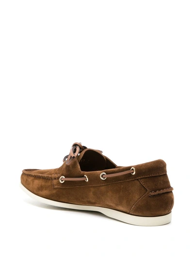 Shop Tom Ford Suede Lace-up Boat Shoes In Brown
