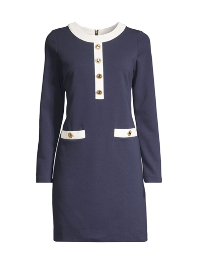 Shop Lilly Pulitzer Women's Kennedy Long-sleeve Shift Minidress In True Navy