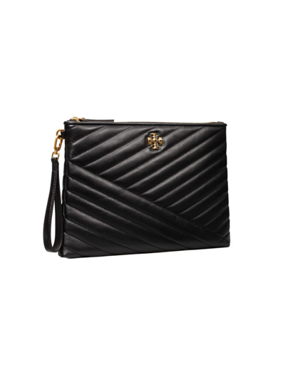 Shop Tory Burch Women's Kira Chevron Leather Pouch In Black