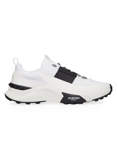 Shop Valentino Men's True Act Low Top Sneakers In Mesh And Rubberized Fabric In White Black