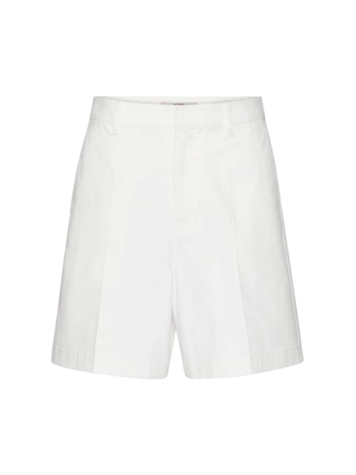 Shop Valentino Men's Stretch Cotton Canvas Bermuda Shorts In Ivory