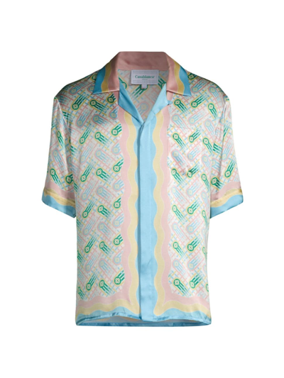 Shop Casablanca Men's Ping Pong Silk Camp Shirt In Ping Pong Print