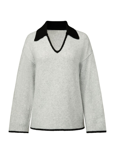 Shop Weworewhat Women's Collared Knit Sweater In Heather Grey Black