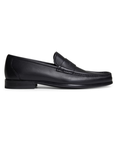 Shop Ferragamo Men's Dupont Logo-embossed Leather Loafers In Nero