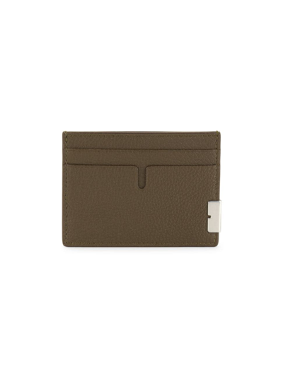 Shop Burberry Men's Leather Card Case In Military