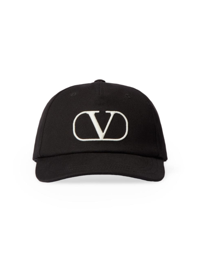 Shop Valentino Men's Vlogo Signature Cotton Baseball Cap In Black