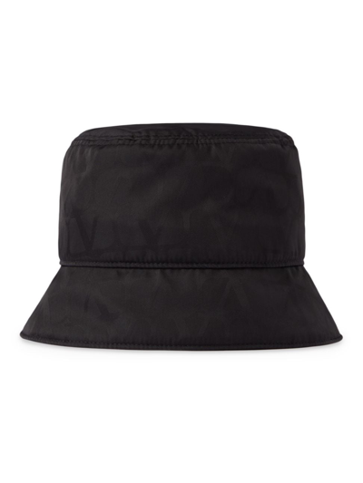 Shop Valentino Men's Toile Iconography Reversible Nylon Bucket Hat In Black