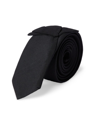 Shop Valentino Men's Wool And Silk Valentie Tie With Flower Embroidery In Black