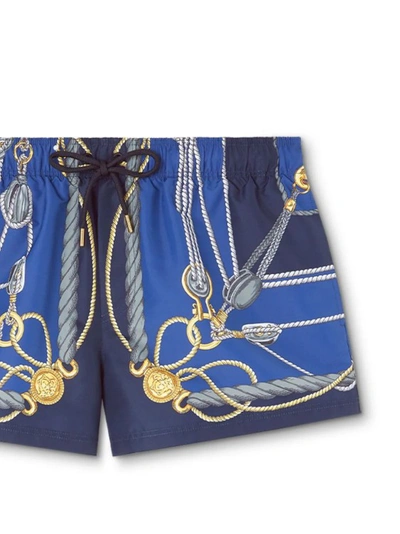 Shop Versace Multicolored Nautical Bathing Suit In Blue