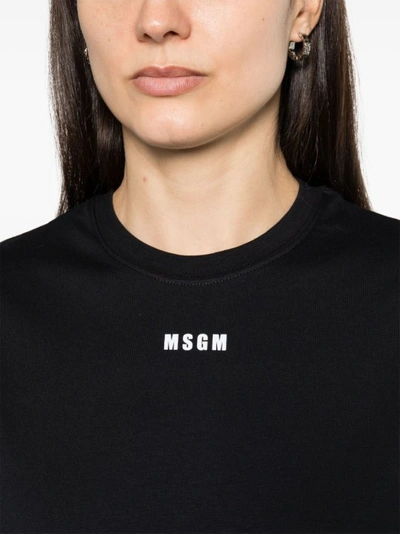Shop Msgm Black Logo Print Maxi Dress