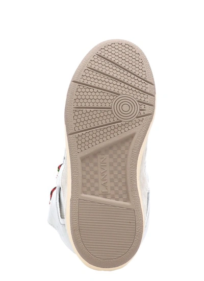 Shop Lanvin White Leather And Tech Fabric Sneakers