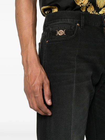 Shop Versace Black Regular-fit Denim Pants
