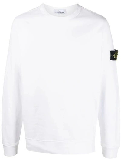 Shop Stone Island White Crewneck Sweatshirt