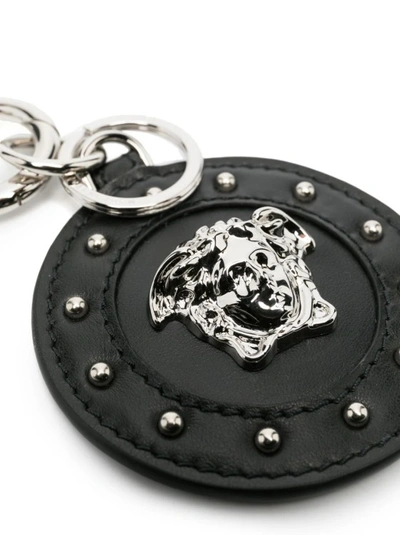Shop Versace Black Medusa Repeat Keychain