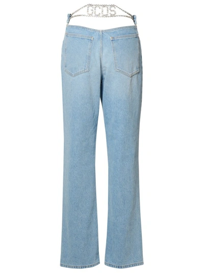Shop Gcds Light Blue Cotton Jeans