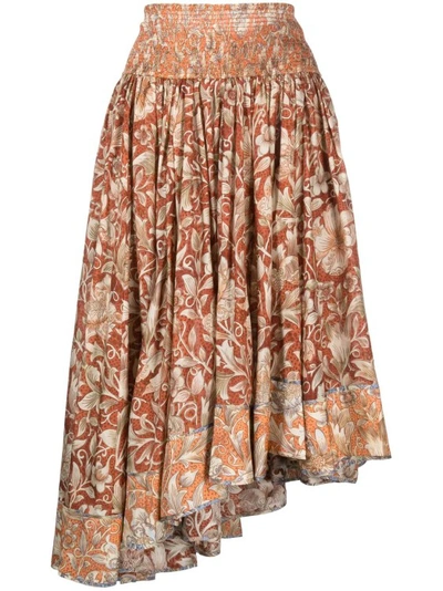 Shop Zimmermann Chintz Multicolored Midi Skirt In Neutrals