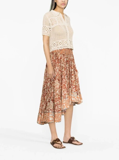 Shop Zimmermann Chintz Multicolored Midi Skirt In Neutrals