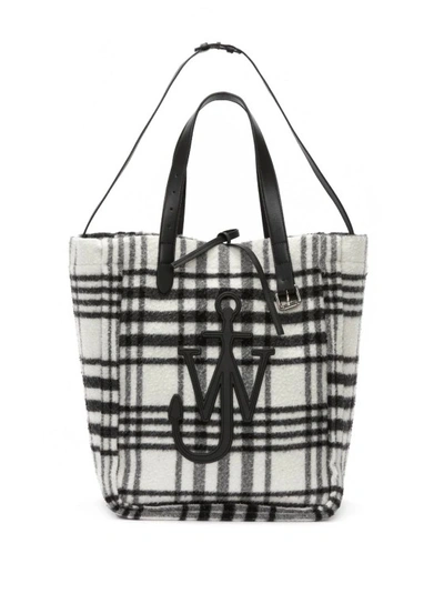 Shop Jw Anderson Black/white Check Bag In Grey