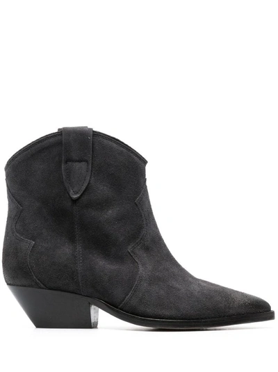 Shop Isabel Marant Gray Dewina Ankle Boots In Black