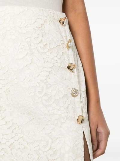Shop Self-portrait Cord Lace Ecru Midi Skirt In White
