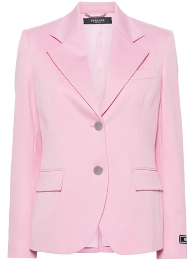 Shop Versace Pink Single-breasted Jacket In Neutrals