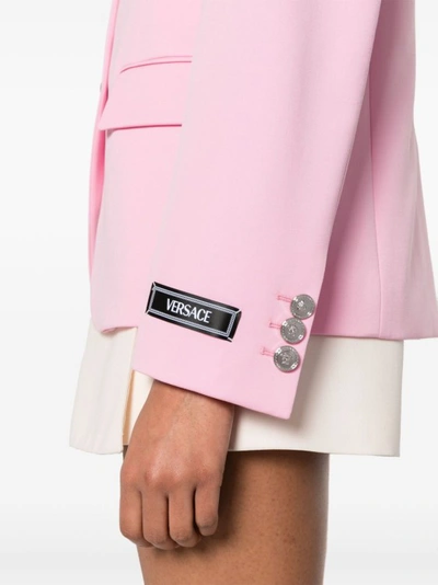 Shop Versace Pink Single-breasted Jacket In Neutrals