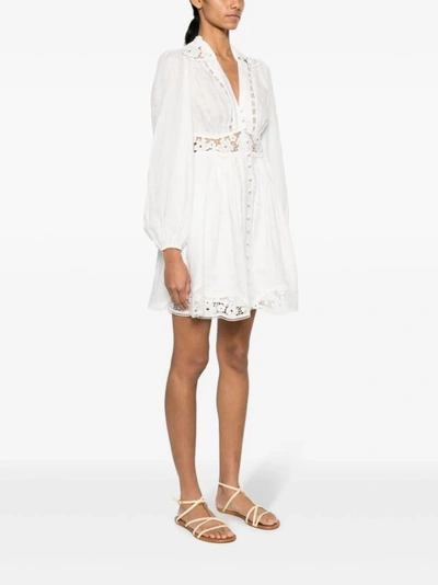 Shop Zimmermann August Plunge White Mini Dress