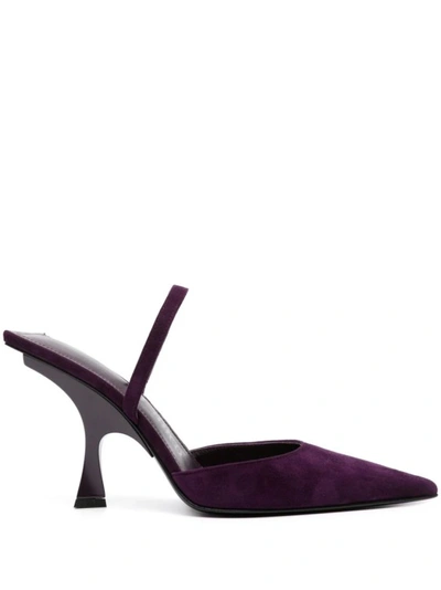 Shop Attico Purple Ester Sandals In Black