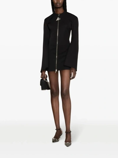 Shop Attico Black Zip Up Mini Dress