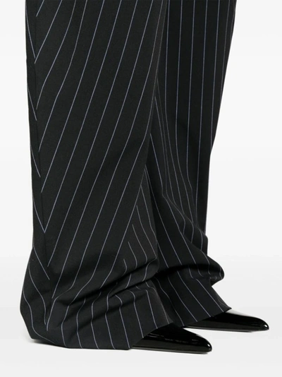 Shop Attico Navy Gary Pinstripe Pants In Black
