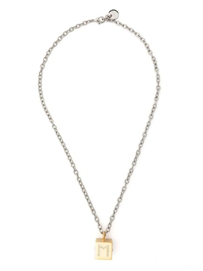 Shop Marni Cube Pendant Gold Necklace In Silver