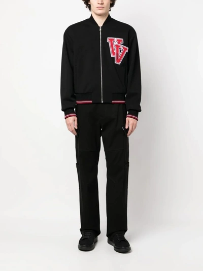 Shop Versace Black Varsity Bomber Jacket