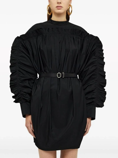 Shop Jil Sander Black Ruffle Mini Dress