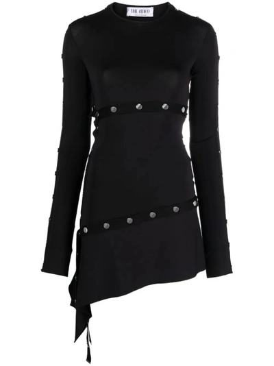 Shop Attico Black Studded Mini Dress